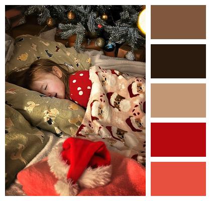 Toddler Girl Sleeping Christmas Christmas Eve Night Image